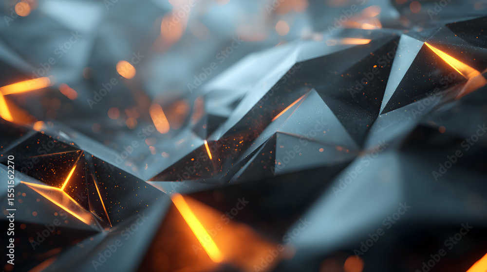Poster abstract geometric background with glowing edges presents a futuristic polygonal surface design conc