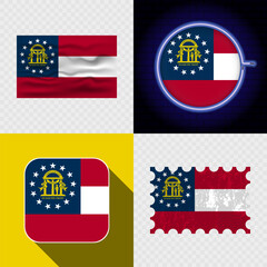 Creative Georgia Flag Icon Set Collection.
