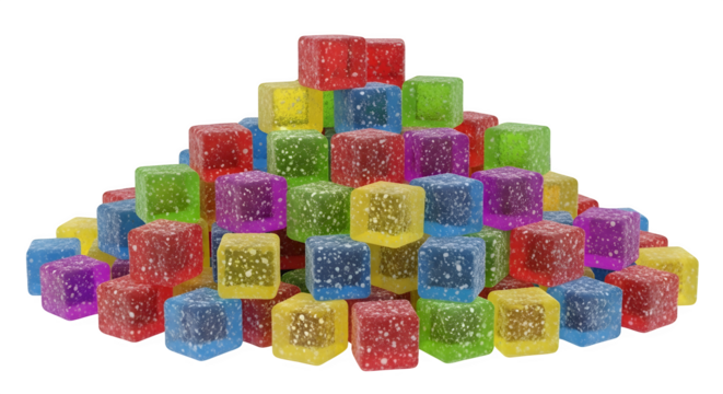 Colorful gummy candies, 3d rendered on white background - Powered by Adobe