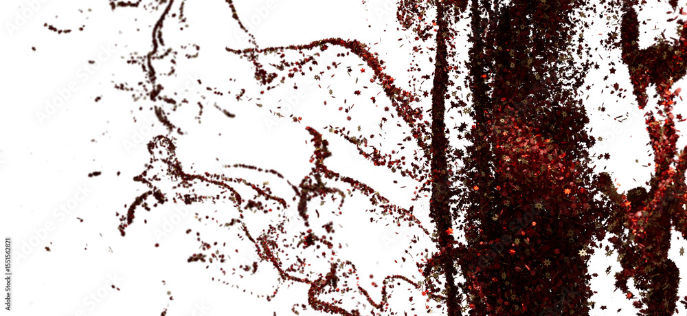 Poster High-resolution stock photo of abstract red particles floating and swirling on a white background. Ideal for design projects.