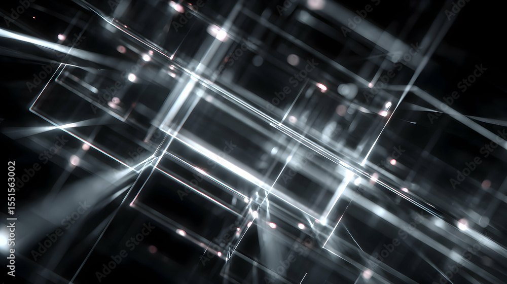 Aufkleber luminous network with intersecting lines creating a modern abstract effect in a dark environment