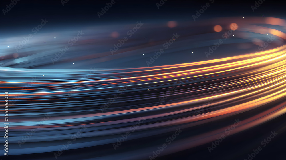 Poster abstract flowing light trails create a mesmerizing pattern, symbolizing data streams and digital con