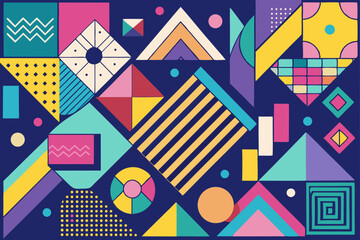 Obraz premium Colorful Geometric Memphis Pattern Pack Design