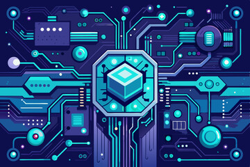 Futuristic Tech Circuit Board Background Vector