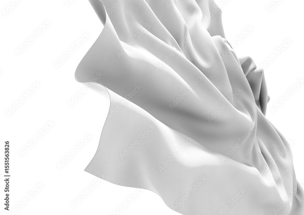 Poster high-resolution image of a flowing white fabric. perfect for design projects, backgrounds, and more.