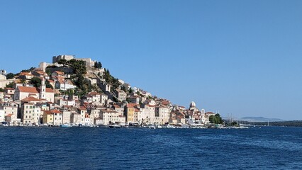 sea, city, town, island, water, greece, croatia, travel, coast, mediterranean, beach, panorama, summer, europe, sky, port, landscape, architecture, view, harbor, tourism, vacation, adriatic, coastline