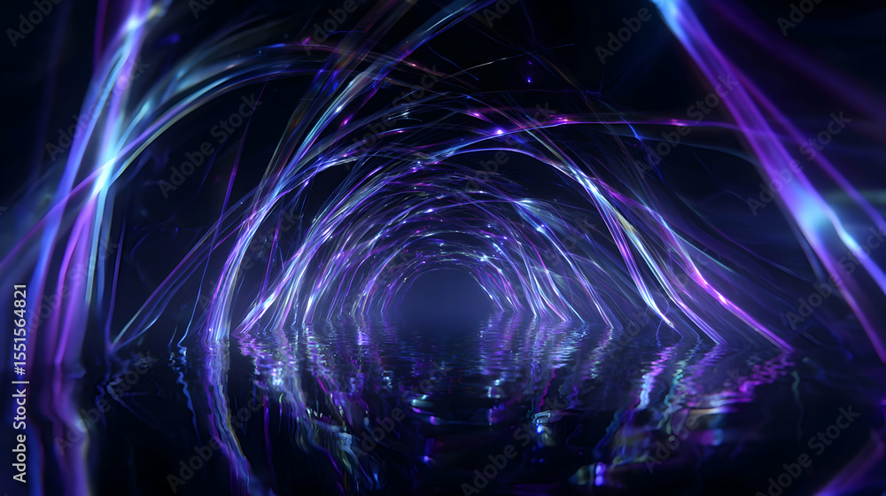 Poster mystical underwater cave illuminated with ethereal purple light creating a mesmerizing visual specta