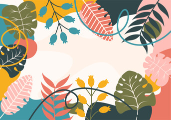 Vektor Stok Floral Background Flat Illustration Vector