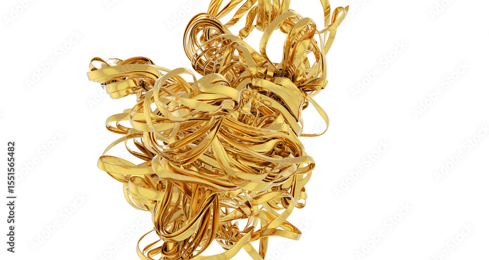Poster high-resolution image of abstract swirling golden ribbons, perfect for luxury branding and design pr