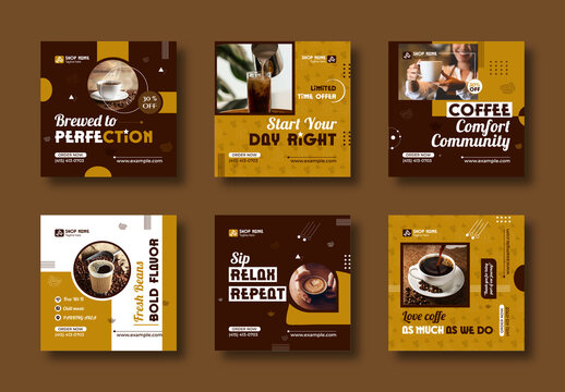 Modern Coffee Shop Social Media Post Template
