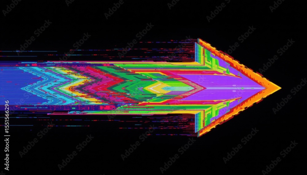Poster dynamic colorful arrow motion digital art abstract design vibrant background modern aesthetic visual
