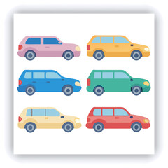 Fototapeta premium Transporttation vehicles automobile traffic of trasport car van truck black siluete side view pictograms icons set colletions vector flat design white background