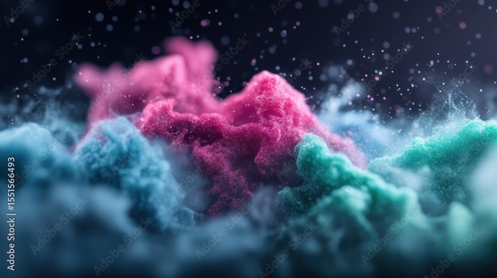 Poster a mesmerizing abstract image of swirling colorful clouds, embodying creativity, emotion, and the dyn