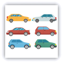 Transporttation vehicles automobile traffic of trasport car van truck black siluete side view pictograms icons set colletions vector flat design white background