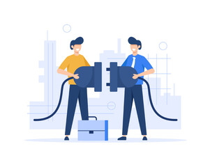 Metaphor Shape, Teamwork Object,Partnership,Partner Connection. Concept for Web Banner