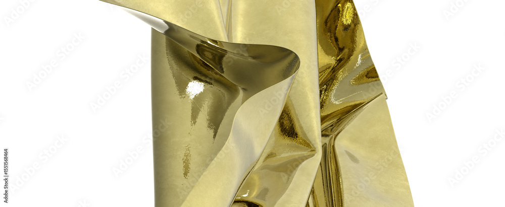 Poster high-resolution image of gold fabric with elegant folds. perfect for luxury product backgrounds.