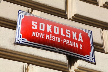 Sokolska street in Prague, Czech Republic