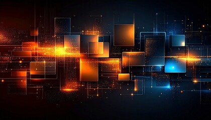 テクノロジーを感じさせるかっこいい背景画像、青と金のアクセント　Generated by AI	