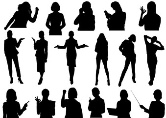 女性ビジネスマンのシルエットセット