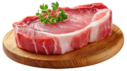 Fresh Pork Loin: A close-up studio shot captures the texture and color of a fresh pork loin, ready for cooking. The cut is artfully presented on a wooden cutting board.
