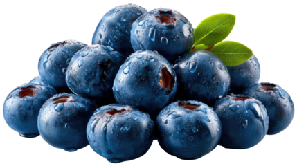 Fresh Blueberries: A close-up shot of a generous cluster of fresh, plump blueberries, glistening with water droplets and displaying their vibrant natural color.