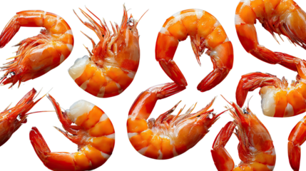 Appetizing Shrimp Composition: An inviting composition showcases succulent, cooked shrimp, perfectly arranged to highlight their vibrant orange hue and enticing texture.