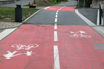 Shared pedestrian and bicycle way in Prague