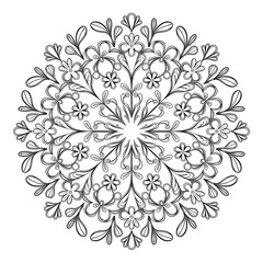 Elegant floral mandala design with intricate patterns and symmetrical composition