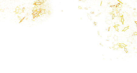 Banner with golden decoration. Festive border with falling glitter dust and stars.