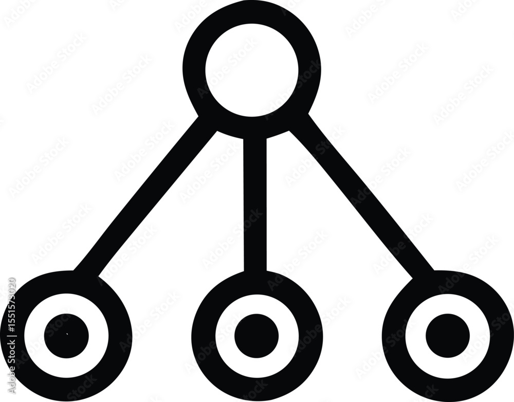 Aufkleber abstract geometric symbol representing a central node connected to three outer nodes in a hierarchic