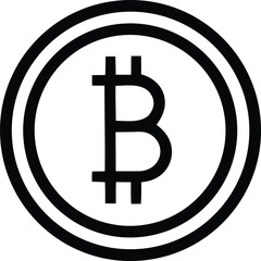 Simple black and white graphic icon representing the bitcoin cryptocurrency symbol within concentric circles