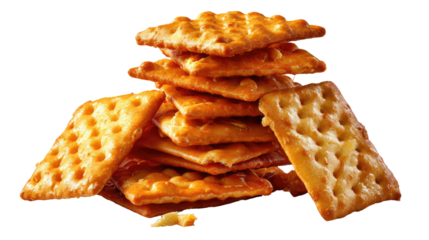 Golden Crisps: A mouthwatering stack of golden, perfectly square, and invitingly textured crackers. Evoking a feeling of simple, satisfying indulgence.