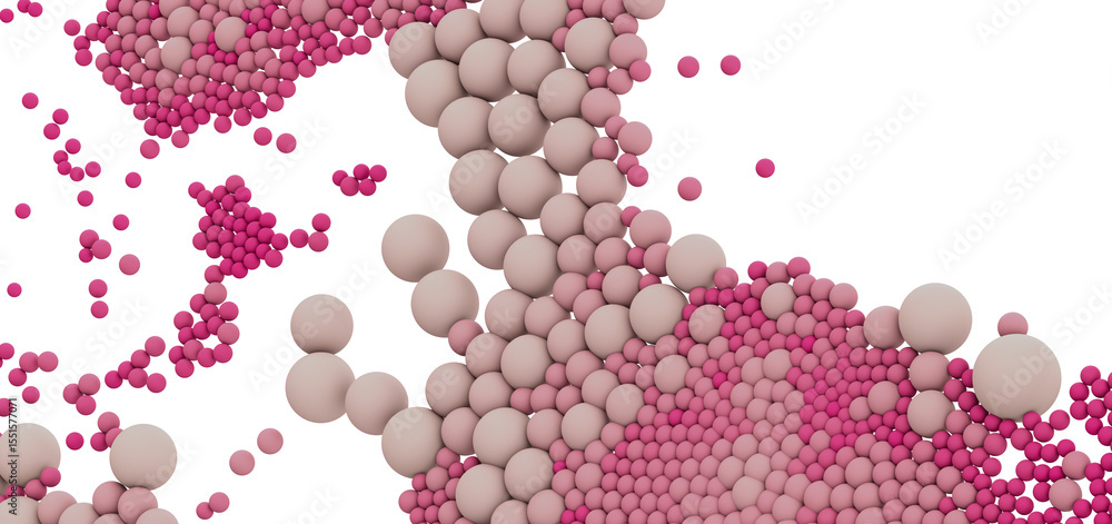 Poster 3d rendering of pink and beige spheres, perfect for presentations or websites needing a modern, abst