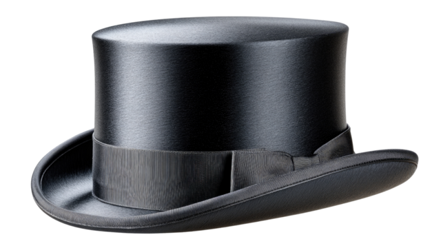 Classic Top Hat: This elegant top hat, with its sleek design and distinctive features, represents the timeless allure of formal attire, perfect for any sophisticated occasion.