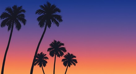 Obraz premium Silhouette of Palm Trees at Sunset: Tropical Paradise