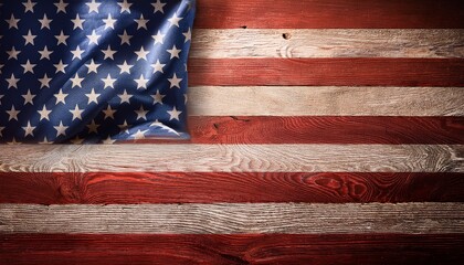united states flag on wooden background