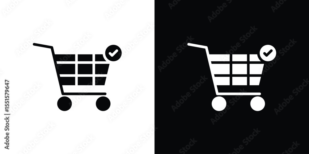 Poster shopping cart check icon. design for website and mobile apps.