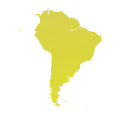 Map of South America, sign silhouette. World Map Globe. Vector Illustration isolated on transparent background. Latin American continent.