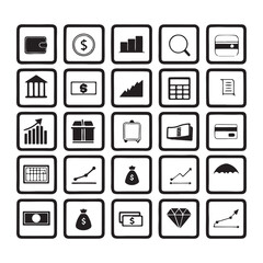 Collection of Black and White Financial Icons