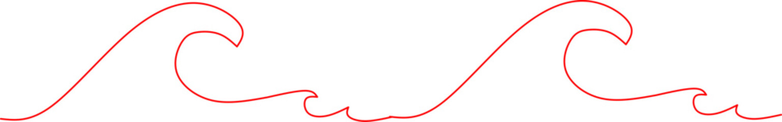 Minimalist one-line drawing of ocean waves in a seamless pattern, ideal for nautical, nature, surf, and summer design projects and illustrations.