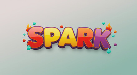 Vibrant 3D Spark Text Effect Colorful, Playful Design