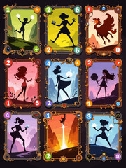 Different levels player cards, editable vector illustration
