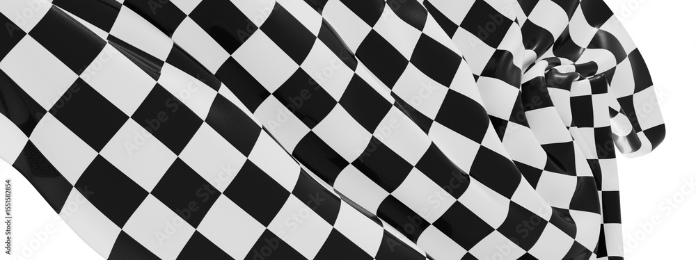 Poster high-resolution image of a black and white checkered flag fabric. perfect for backgrounds, websites,