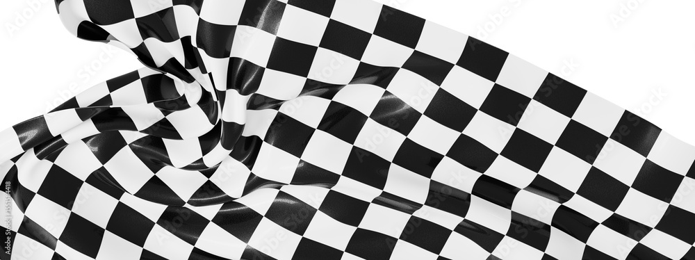 Poster high-resolution image of a black and white checkered flag fabric, perfect for backgrounds or design 