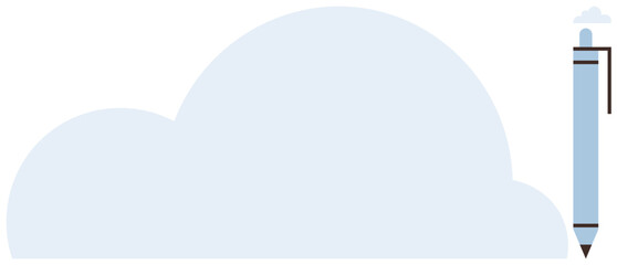 Cloud with an aligned pen as a study and creativity metaphor. Ideal for technology, innovation, education, writing, remote work, digital storage, creative thinking, minimalist flat metaphor