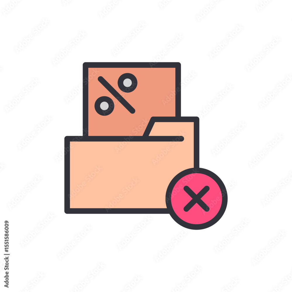 Poster refused discounts file with x symbol on a transparent layer