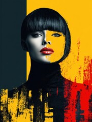 Stunning Portrait of a Stylish Woman with Bold Makeup and Colors