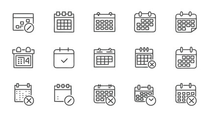 Illustration showing a collection of calendar icons with different symbols and date representations design