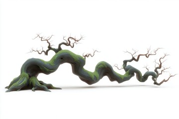 Fototapeta premium With its vibrant moss, a decorative wooden branch is a great way to add natural elements to decor or terrariums, thereby enhancing any indoor or outdoor space