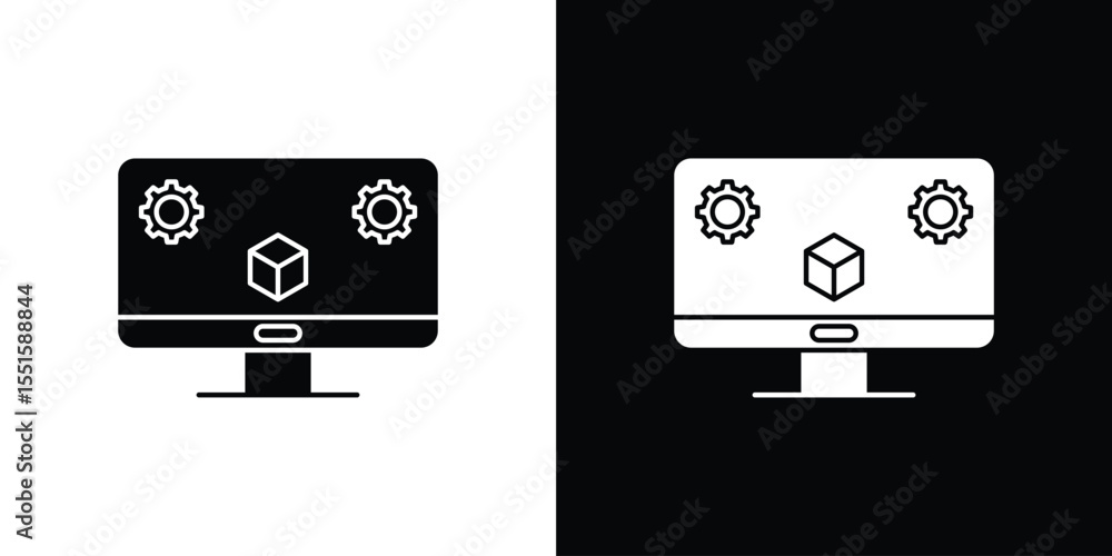 Poster virtual machine icon. design for website and mobile apps.